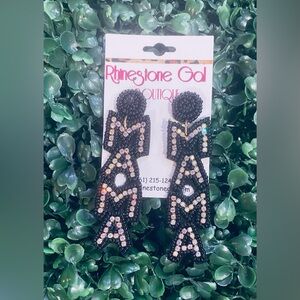 BRAND NEW WITH TAGS Glam Mama Black Beaded Statement Earrings